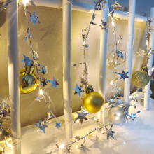 Candy Ball Christmas Garland with LED Lights Shatterproof Christmas Hanging Balls for Xmas Tree, Holiday, Wedding, Mardi Gras Party