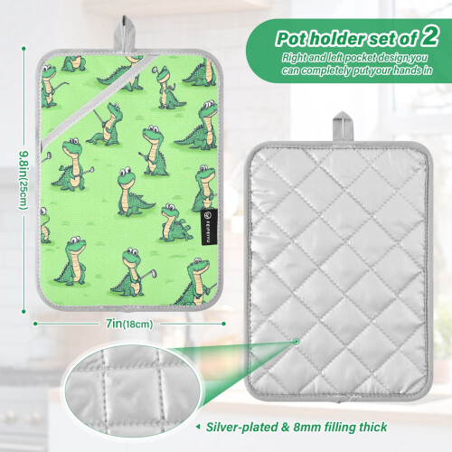 Oven Mitts Set Heat Resistant 2 Pcs 7" x 9.8" Cartoon 2