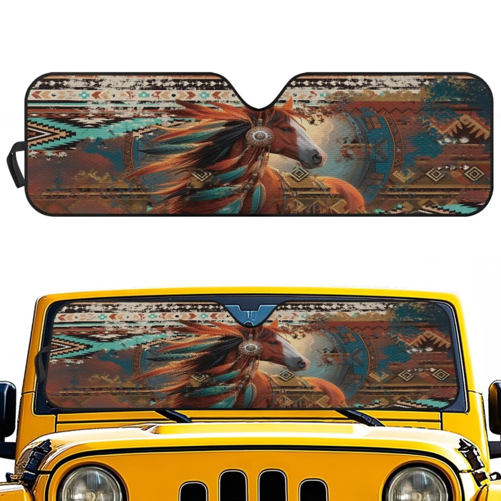 Aztec Horse Windshield Sun Shade For Jeep Wrangler Jl Jlu 9180435730053