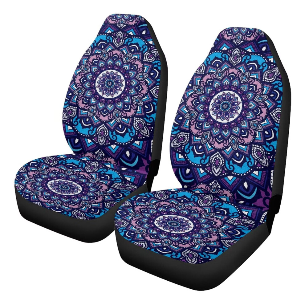 Mandala Plush Car Seat Covers Front Seats 2 Pieces Purple 9087558963071