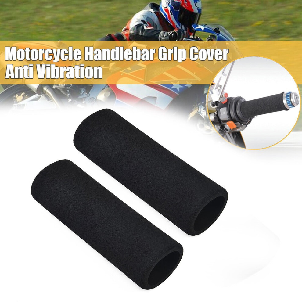 2Pcs Motorcycle Motorbike Anti Vibration Handle Bar Foam Comfort Slip Over Grips Black 9027700615304