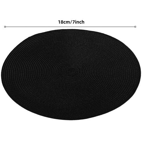 Round Braided Non-Slip Place Mats Black 4-Pack 1