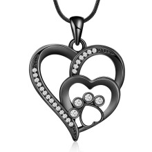 Pet Heart Cremation Urn Necklace for Ashes for Dog / Cat Paw Print Cremation Jewelry Eternity Memorial Keepsake Gifts