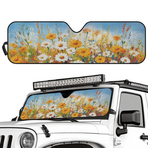 Floral Print Windshield Sun Shade for Jeep Wrangler 1