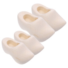 ibasenice 2 Pairs of Unfinished Wood Shoes Traditional Dutch Style Beige