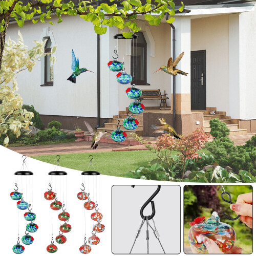 Hummingbird Feeder Wind Chime Rust-Proof Metal 1 pc 2