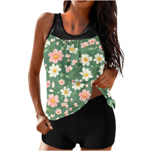 Ensemble tankini pour femme, maillot de bain taille haute avec soutien-gorge intégré