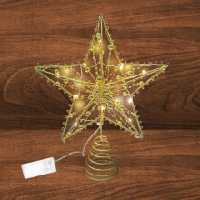 Rattan Christmas Tree Topper, 10" Vintage Farmhouse Star Decor – Compatible with Standard Trees