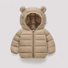 Girls & Boys 1-7Y Bear Ears Hooded Down Jacket, Thermal Insulated Winter Coat with Zipper Closure Solid Color Puffer Coat