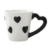 Heart-Shaped Ceramic Coffee Mug, 8.5 oz – Red Hearts Design, Valentine's Day Tea Cup, Romantic Gift for Couples, Home/Office Decor, Birthday &