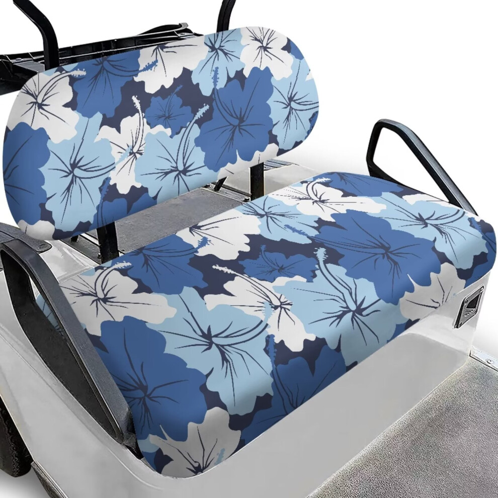 Golf Cart Seat Cover Hibiscus Pattern 2-Piece Set Blue 9087558964054