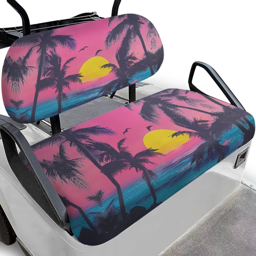 Washable Hawaiian Palm Tree Sunset Seat Cushions For 2-Passenger Golf Carts Â Anti-Scratch, Compatible With Ezgo, Club Car, Yamaha 9399596236230