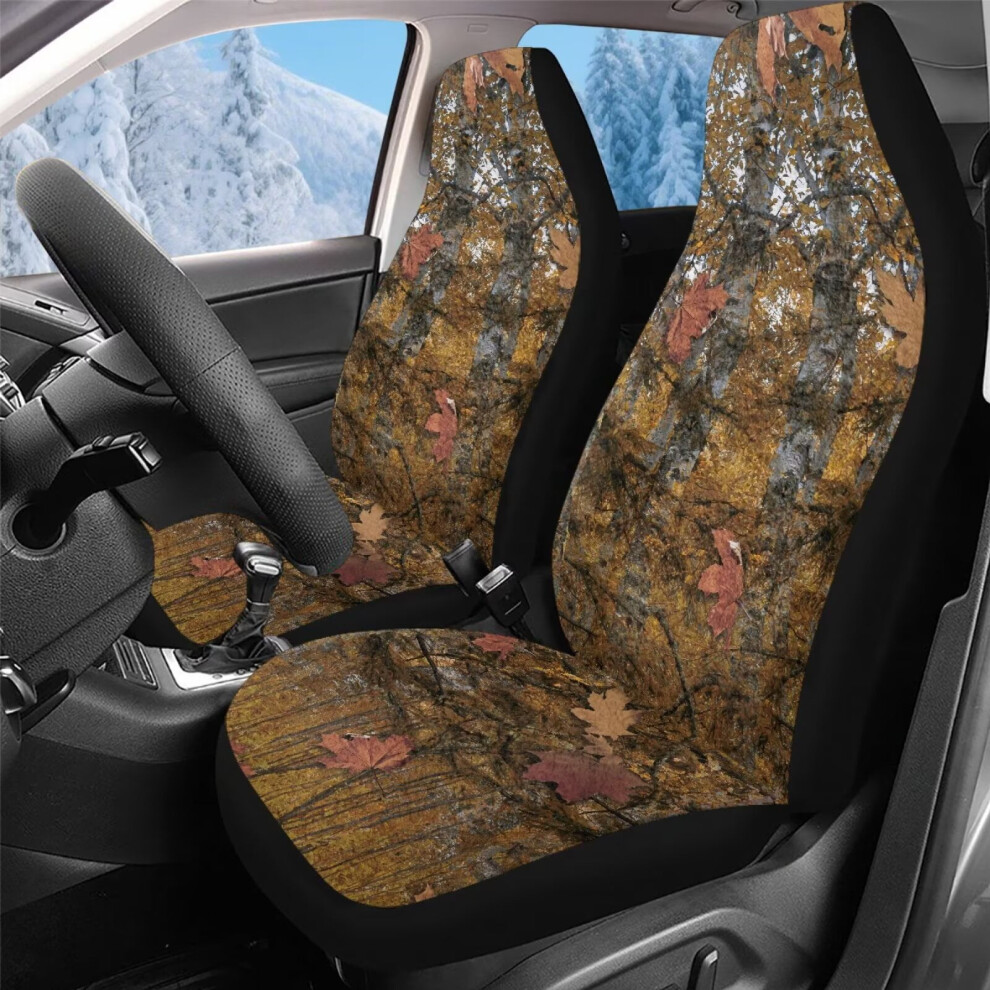 2Pcs Universal Sideless Car Seat Covers, Soft Camo Hunting Forest Split Cushion Cover, Compatible With Cars, Trucks, Suvs Coral 9399596235479