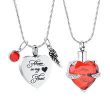 2 Pcs Urn Necklace for Human / Pet Cremation Keepsake Necklace for Ashes of Loved Heart Memorial Locket Urn Keepsake Jewelry for Women Men