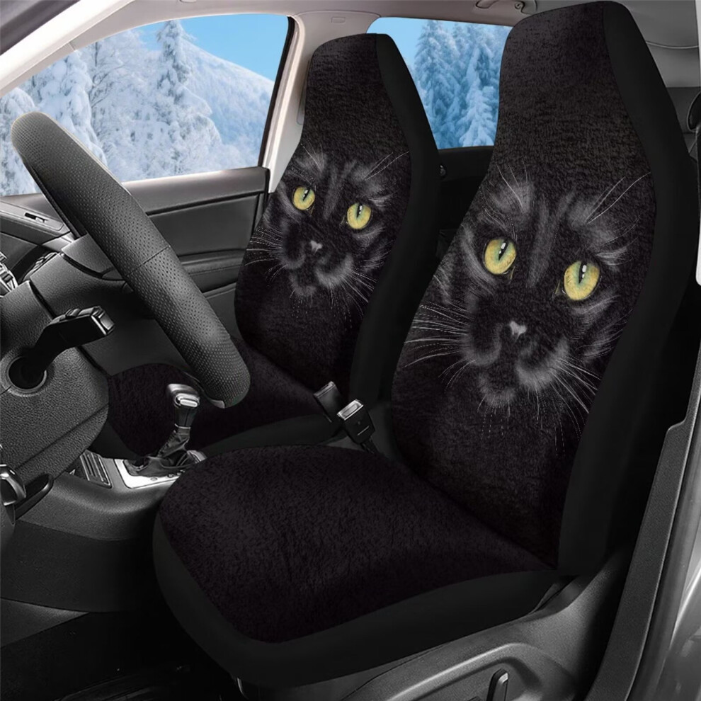 Cat Car Seat Covers, 2 Front Sets, Universal For Suvs & Trucks, Compatible With Most Vehicles Black 9422877514144