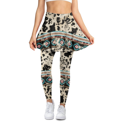 Γυναικείο Κολάν με Στάμπα Cow Print, Μπεζ, Ψηλόμεσο, 1 Ζεύγος