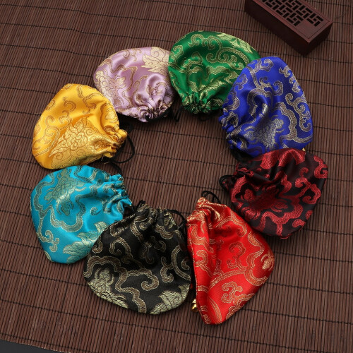 Silk Jewelry Pouch Drawstring Bag 11x11cm 2