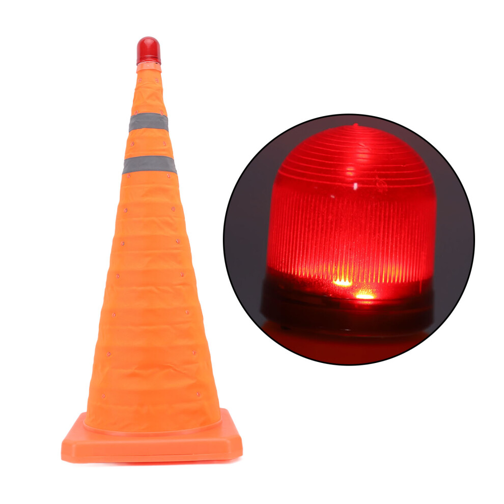 Traffic Safety Cone 70X30x30cm With Dual Reflective Bands & Warning Light 3561387595048