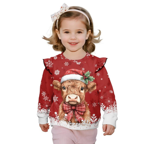 Φούτερ Highland Cow για κορίτσια 4-5T με μακριά μανίκια
