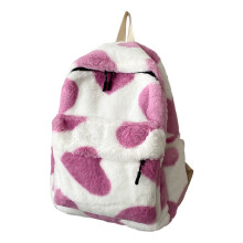 Mochila feminina de pelúcia, leve e casual para o dia a dia.
