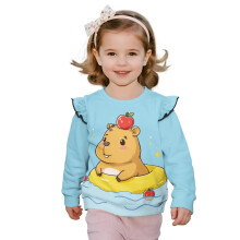 Sweatshirt til småbørnspiger, overdimensionerede sweatshirts til børn, kawaii capybara-pullover, sweater med flæseskulder, efterår, trendy