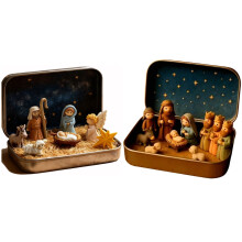Mini Religious Easter Nativity Set 2 Pieces Tin Box