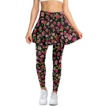 Rose Red Pink Stretchy Pickleball Skirt with Leggings for