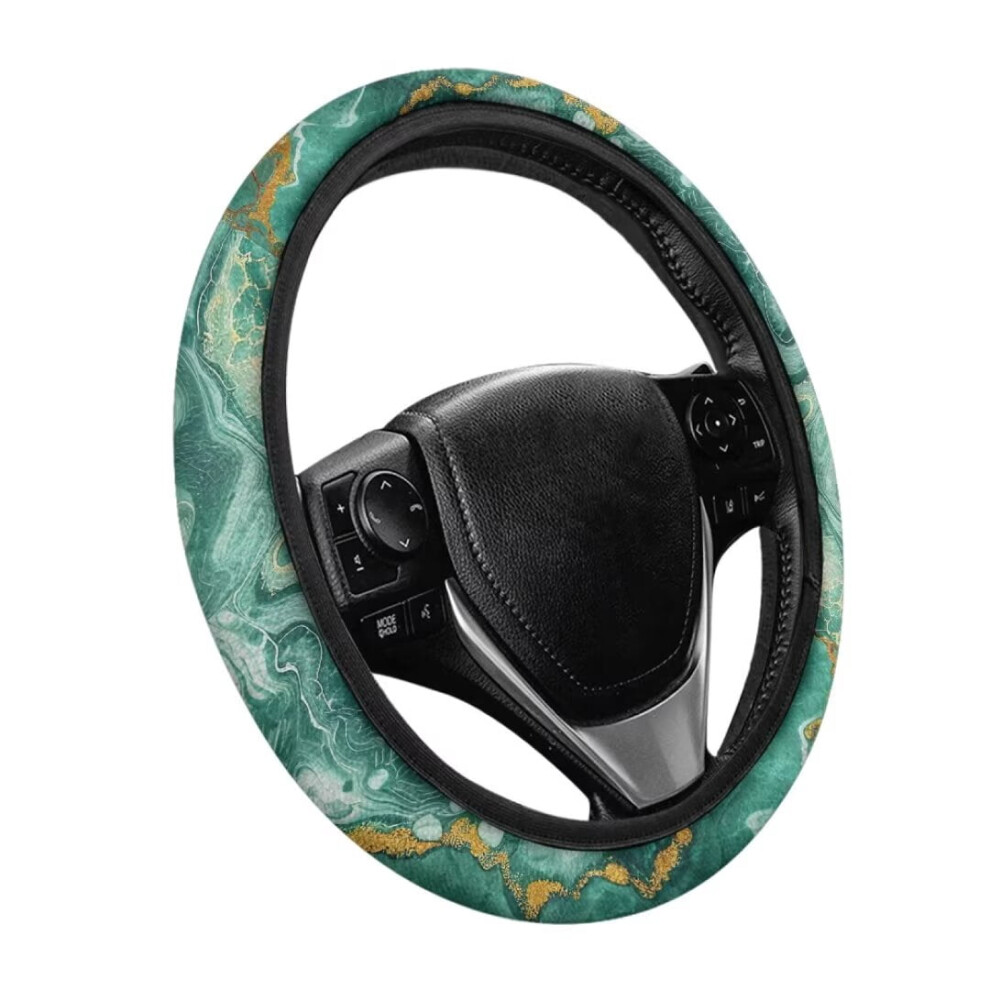 Marble 15" Flannel Steering Wheel Cover For Women Â Compatible With Most Vehicles, Winter Protector & Gift Green 9399596724478