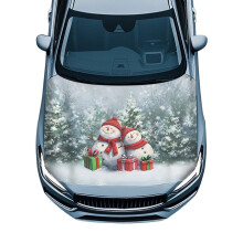 Stretchable Christmas Snowman Car Hood Cover, 59"x39", Premium Sublimation Print with Elastic Band, Compatible with Most Vehicles