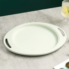 Green Oval Plastic Plate with Ear Handles, 34 x 27 cm