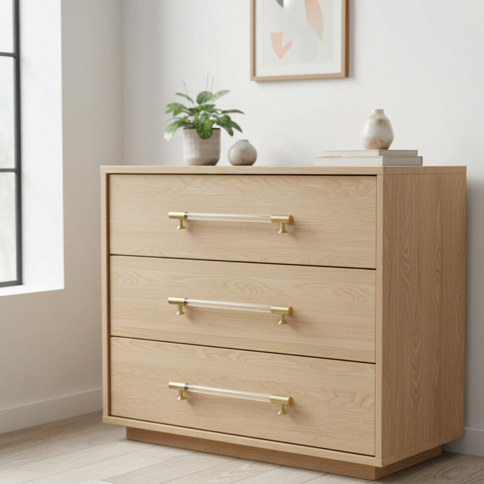 (128Mm Hole Pitch) Nordic Brass Cabinet Handles - Acrylic Pulls (50 Chars) 6253032965487