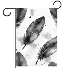 Bird Feathers Garden Flag Grey 12x18 Inch Double-Sided