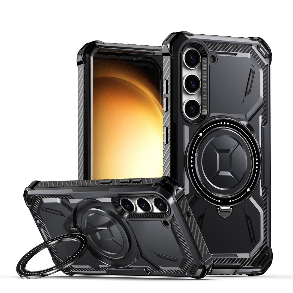 Samsung Galaxy S23 Case With Screen Protector, Magsafe Compatible, Military-Grade Drop Protection, Ring Holder & Kickstand – Black 9399596238197