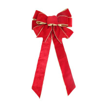 Velvet Christmas Bow 24x10 inch Glitter Gold Edge