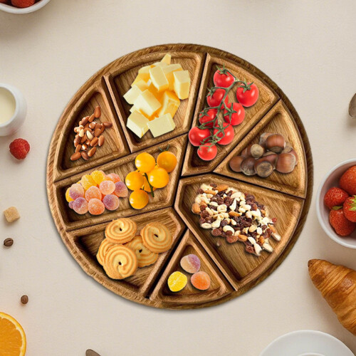 Wood Puzzle Serving Tray with 8 Removable Compartments 11.8