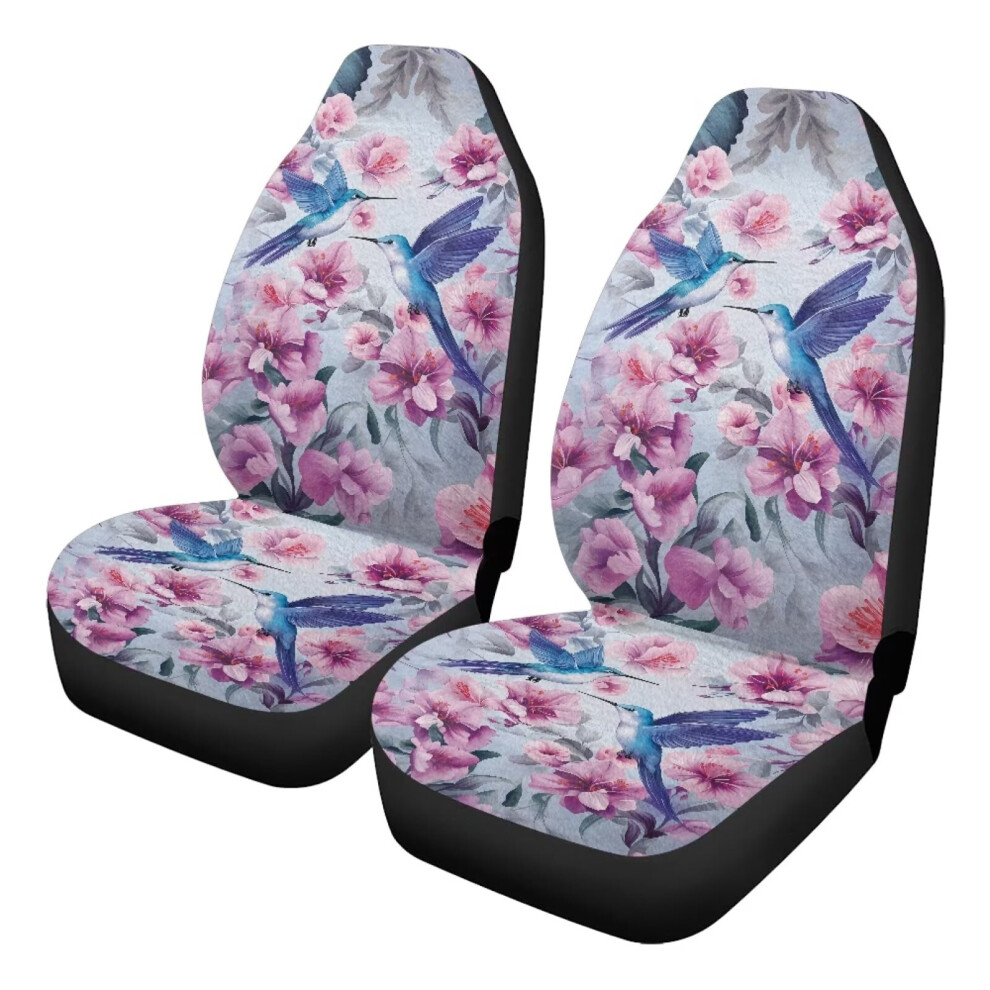 Hummingbird Flowers Car Seat Covers Soft Plush 2-Pack Coral 9087558937157