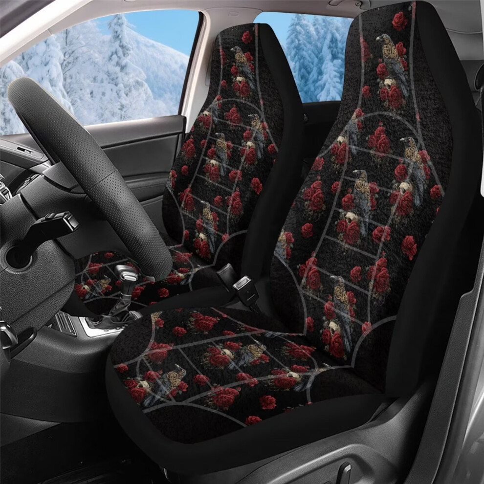 Rose Raven Car Seat Covers For Front Seats Â High-Back Bucket Style, Universal Fit For Most Cars, Suvs, Trucks & Vans Red 9399596238630