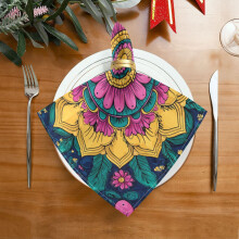 20"x20" Satin Dinner Napkin Colorful Pattern Background Design Table Napkins for Wedding Birthday Restaurant Party Tableware Decoration 4 Pack