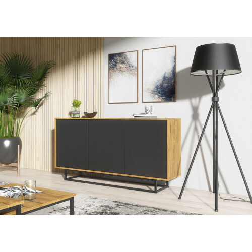 Sideboard Halo Loft 160cm - Dark Oak & Black 1