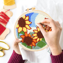 Coarse Yarn Punch Needle Embroidery Kit Floral Beginner Set
