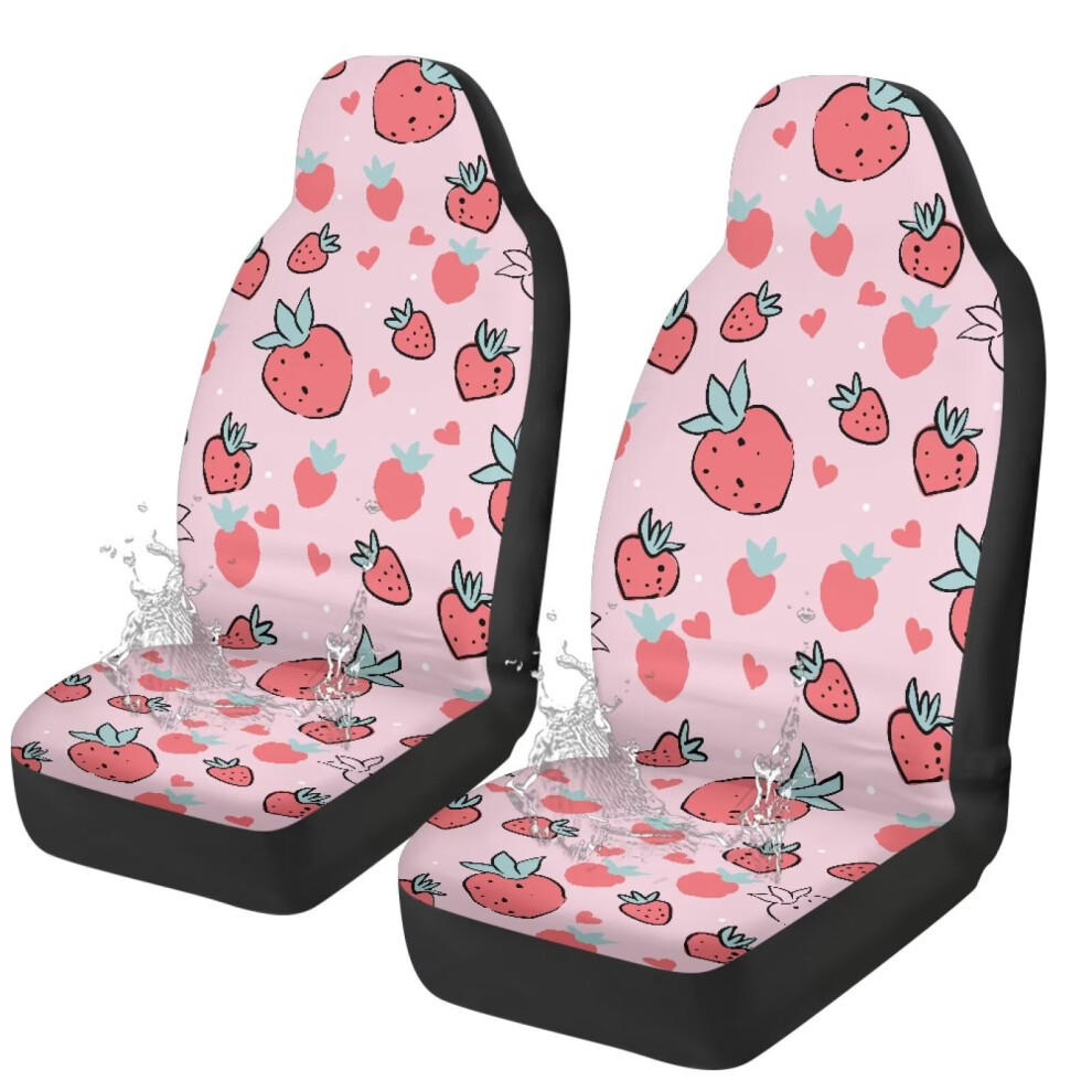 Strawberry Car Seat Covers Set Of 2 Universal Front Pink 9087558936631