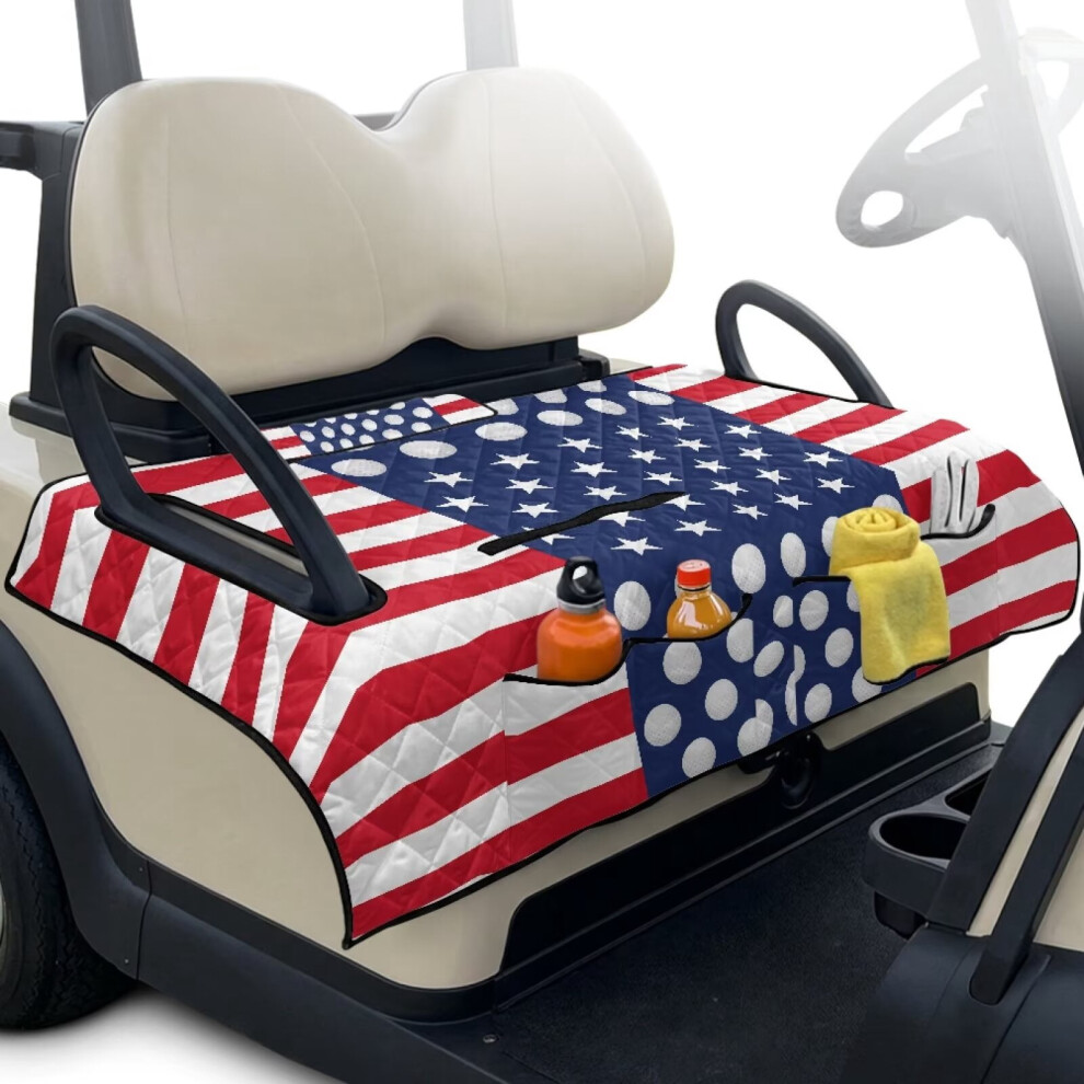 Anti-Slip Golf Cart Seat Covers W/ Pockets, American Flag Design Â Fits 2-Seat Carts, Compatible With Ezgo, Club Car, Yamaha 9399596727646