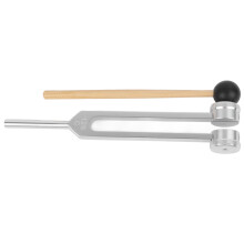 128 Hz Aluminum Tuning Fork - Wood Handle (Silver)