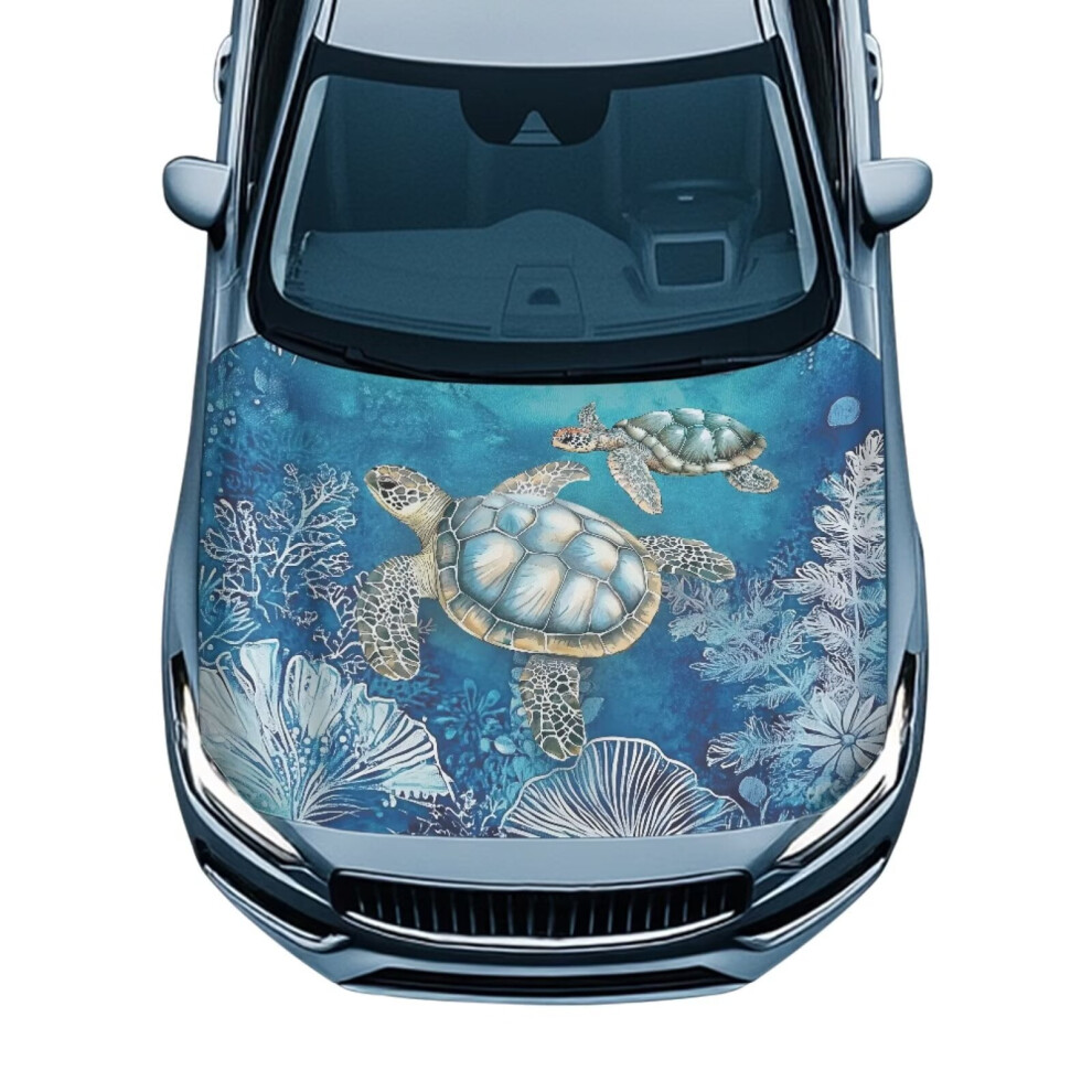 Ocean Turtle Car Hood Cover, Universal Fit For Cars/Trucks/Vans/Suvs, Elastic & Washable, Easy Installation Â Compatible With Most Vehicles 9399596724355