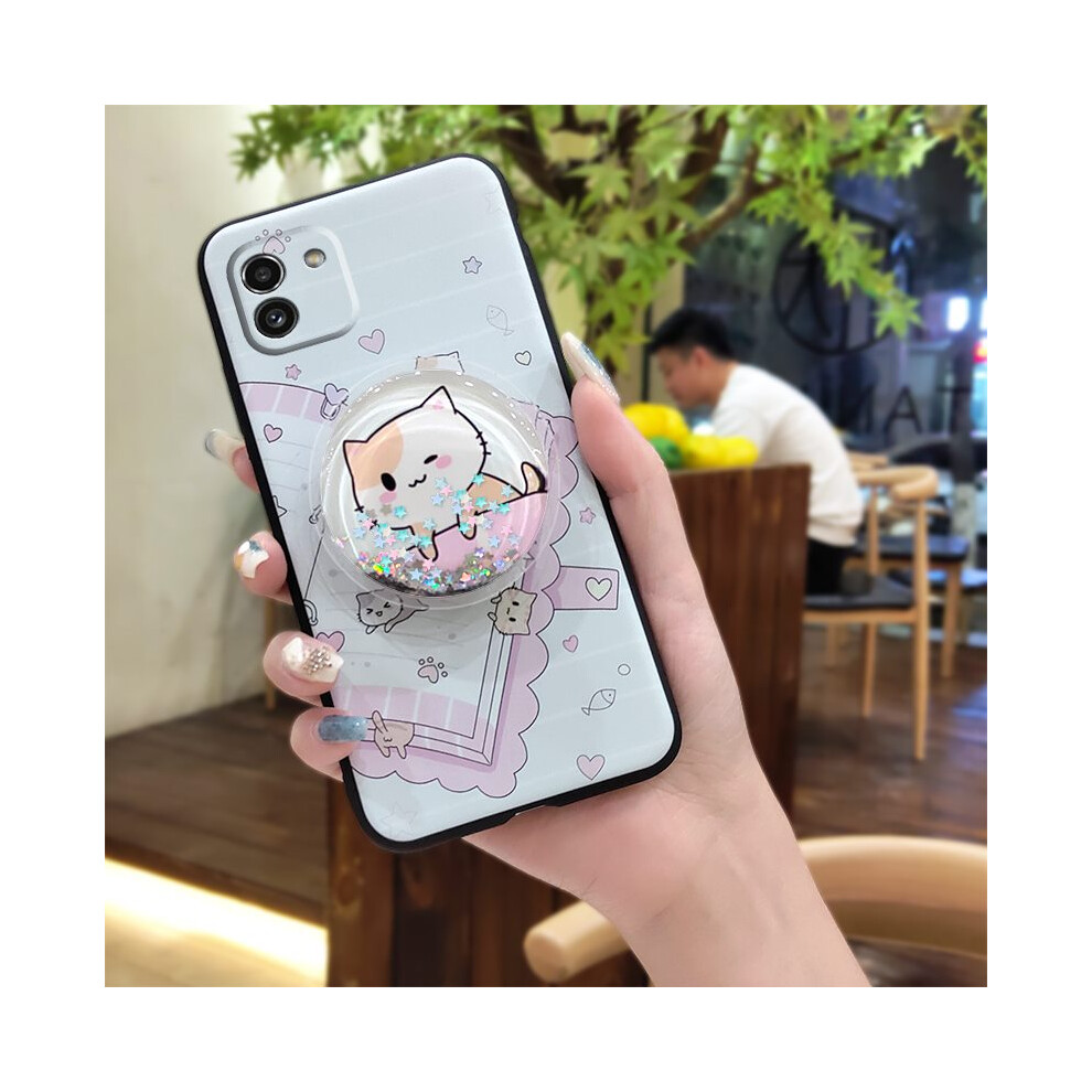 Phone Case For Compatible With Samsung Galaxy A03 Global/Sm-A035f Â Skin-Feel Silicone, Quicksand Kickstand, Cartoon Glitter, Waterproof & 9399596727943