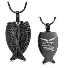 Personalized Angel Wing Cremation Necklace for Ashes Stainless Steel Urn Pendant Ashes Holder Memorial Jewelry