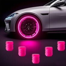 Glow-in-Dark Tire Valve Caps with Fluorescent Gauge 5 Pack