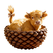 Enfeite de parede em forma de animal feito com nozes para decoração de festas.