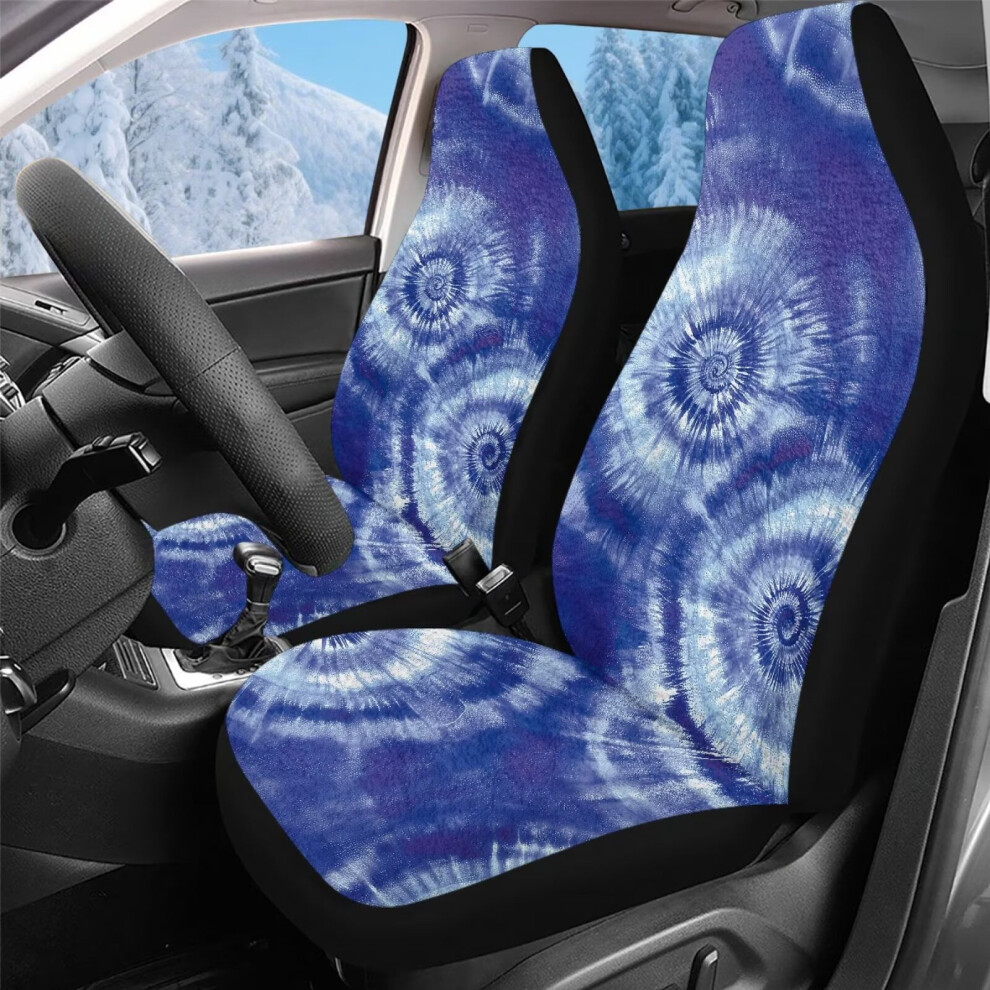 Car Seat Covers, 2-Piece Velvet Fabric Tie Dye Print Front Seat Covers, Auto Driver Seats Cover Accessories Fit For Most Suv Trucks Coral/Purple 9085618473614