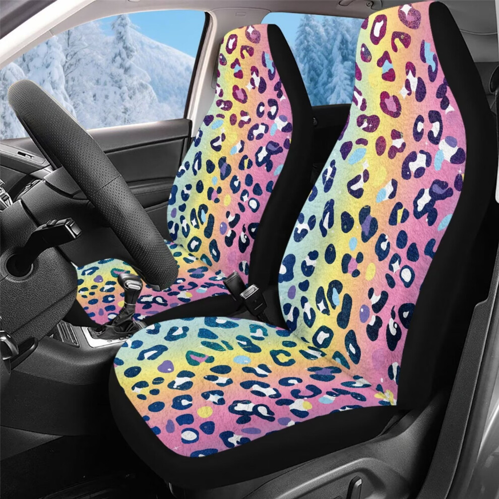 Soft 2-Pack Leopard Print Car Seat Covers, Front Seats, Universal Fit Â Compatible With Cars, Sedans, Trucks, Suvs Coral 9085618472877